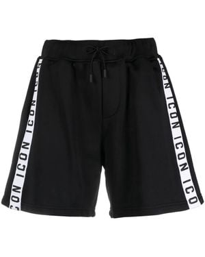 DSquared² Icon-Stripe Drawstring Shorts - Black