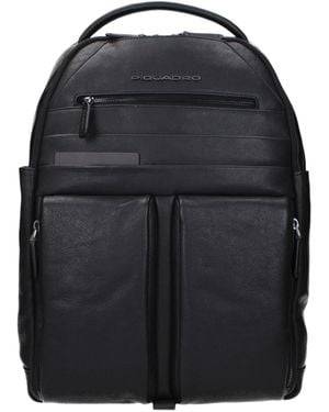 Piquadro Black Leather Backpack