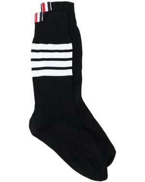 Thom Browne Mid Calf Socks With 4 Bar - Black