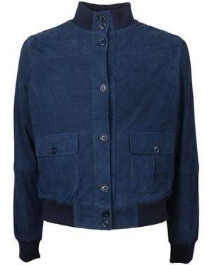 Emilio Romanelli Calfskin Bomber Jacket - Blue