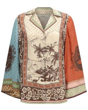 ALÉMAIS Multicolour Silk Shirt - Brown