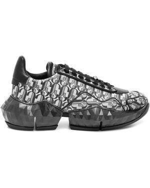 Jimmy Choo Diamond Jc Monogram Glitter Leather Sneakers - Gray