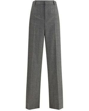 Saint Laurent Prince De Galles Tailored Pants - Gray