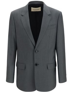 Valentino Garavani Grey Wool Oves Aries Jacket - Black
