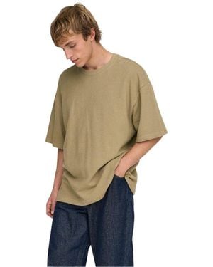 Only & Sons Brown Cotton T - Natural