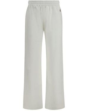 Moncler White Cotton Casual Trousers - Grey