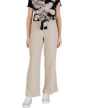 ONLY Beige Linen Casual Trousers - Natural