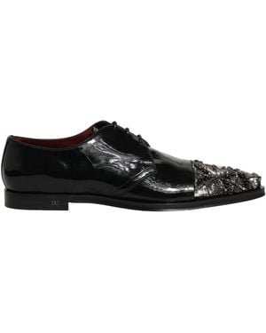 Dolce & Gabbana Black Embellished Derby Dress Formal Shoes