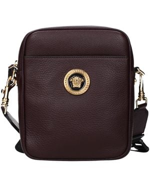 Versace Purple Leather Crossbody Bag - Black