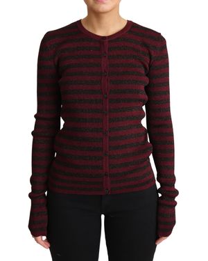 Dolce & Gabbana Metallic Striped Cardigan Tsh5774 - Red