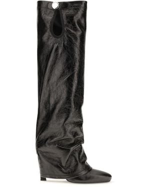 The Attico Black Calf Leather Bos Taurus Ankle Boots