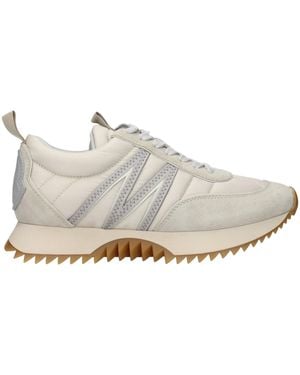 Moncler Gray Fabric Sneakers - White