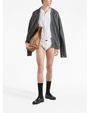 Prada Triangle-Logo Cotton Shirt - Black