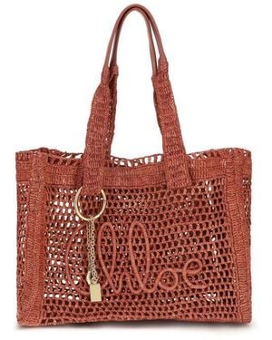 Chloé Raffia Shoulder Bag - Red
