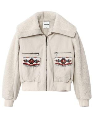 Desigual Beige Cotton Jackets & Coat - White