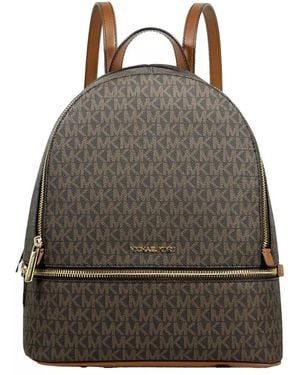 Michael Kors Rhea Medium Pvc Backpack Bookbag Brown - Black