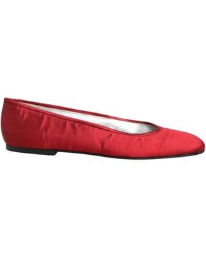 Dolce & Gabbana Red Satin Fabric Ballet Slip On Flats Shoes