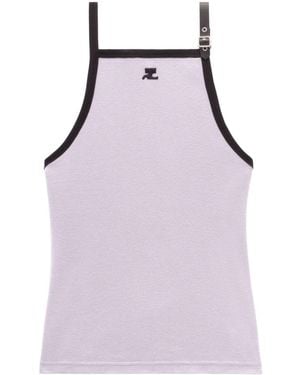 Courreges Buckle Cotton Tank Top - Purple