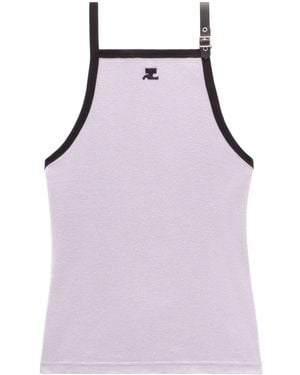 Courreges Buckle Cotton Tank Top - Purple