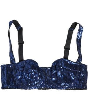 Dolce & Gabbana Sequined Nyon Balconnet Bra Underwear Nylon Clothing - Blue