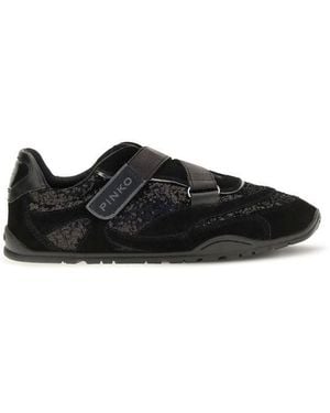 Pinko Black Suede Leather Athletic Sneakers
