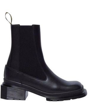 Dr. Martens Black Leather Ankle Boots - Blue