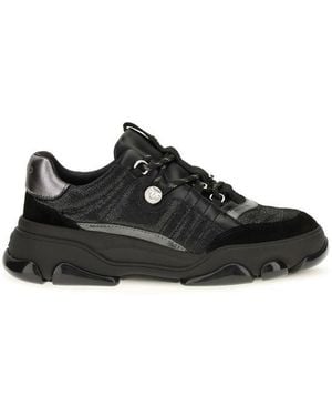 Pinko Black Calf Leather Bos Taurus Chunky Sneakers