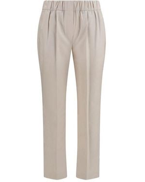 Brunello Cucinelli Beige Cotton Casual Trousers - Grey
