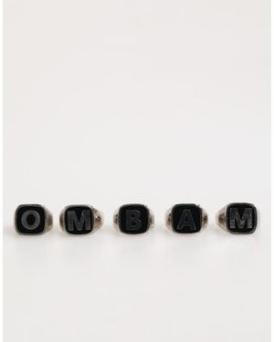 Dolce & Gabbana Silver Tone Brass Lettering Set 5 Pieces Adjustable Ring - Natural