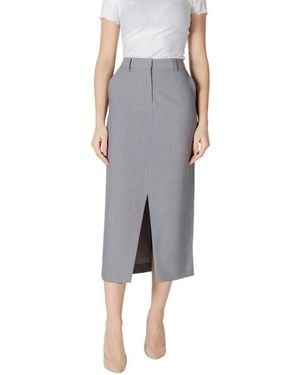 Ichi Grey Polyester Long Skirt