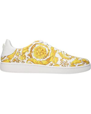 Versace Blue Leather Trainers - Yellow