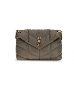 Saint Laurent Grey Lamb Leather Shoulder Bag