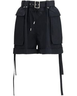 McQueen Black Cotton Bermuda Shorts