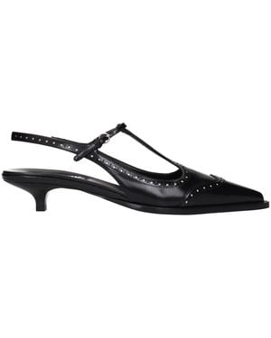 Miu Miu Leather Sandals - Black