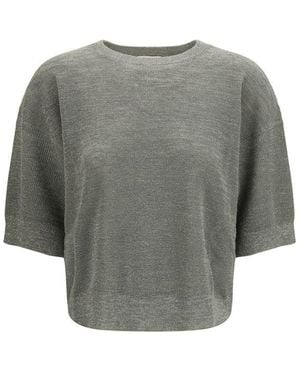 Brunello Cucinelli Bicolor Linen Sweatshirt - Gray