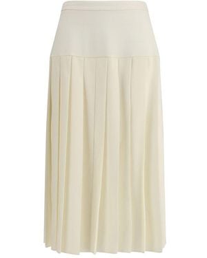 Alessandra Rich Pleated Midi Skirt - Natural
