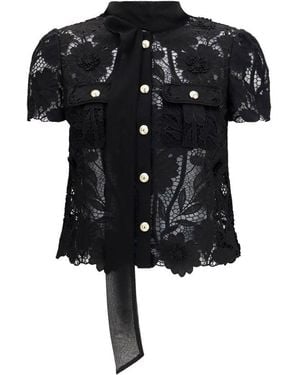 Self-Portrait Polyester Blouse - Black