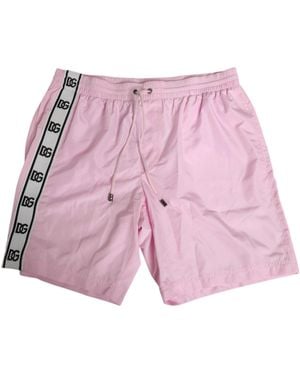 Dolce & Gabbana Nylon Logo Side Stripe Beachwear Swimwear Clothing - Pink