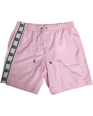 Dolce & Gabbana Nylon Logo Side Stripe Beachwear Swimwear Clothing - Pink