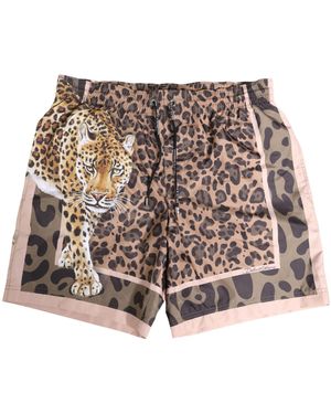 Dolce & Gabbana Multicolour Leopard Print Swim Trunks Swimwear