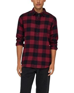 Only & Sons Multicolour Cotton Pattern Shirt - Red