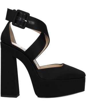 Jimmy Choo Black Satin Platform Sandals