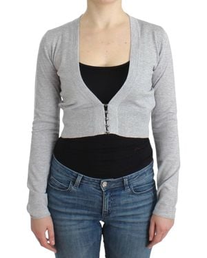 Roberto Cavalli Cropped Vneck Cardigan - Gray