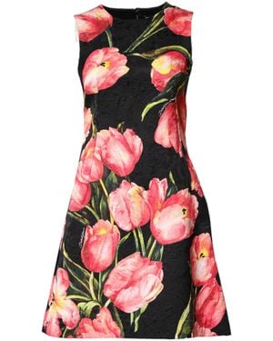 Dolce & Gabbana Black Floral Print Viscose A - Red