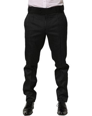 Dolce & Gabbana Black Polka Dot Cotton Dress Trouser Trousers