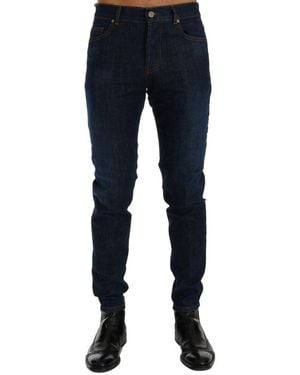 Frankie Morello Blue Cotton Slim Fit Jeans