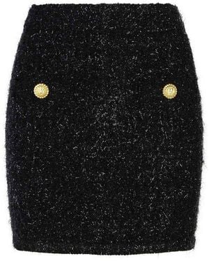 Balmain Tweed Mini Skirt - Black