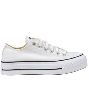 Converse White Fabric Platform Trainers