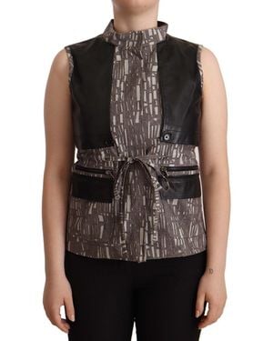 Comeforbreakfast Brown Black Vest Leather Sleeveless Top Blouse