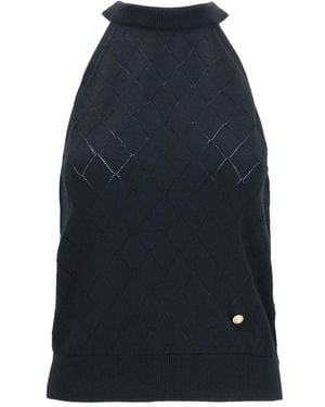 Balmain Black Wool Oves Aries Sleeveles T - Blue